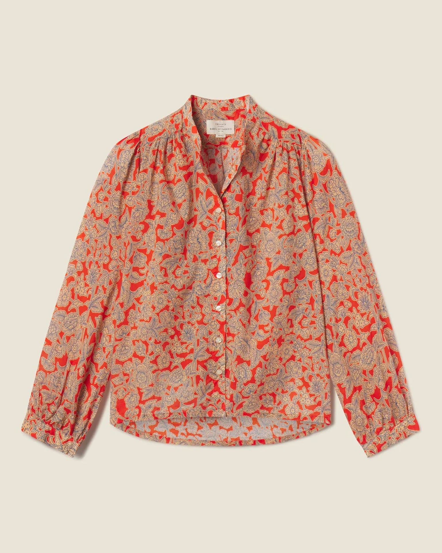 Trovata Birds of Paradis Clara Blouse in Vermillion Vine