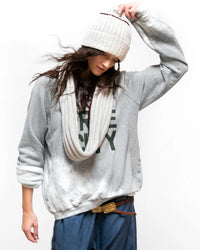 Free City Clothing Freecity Bleachout Raglan Sweatshirt in Heather Surplus