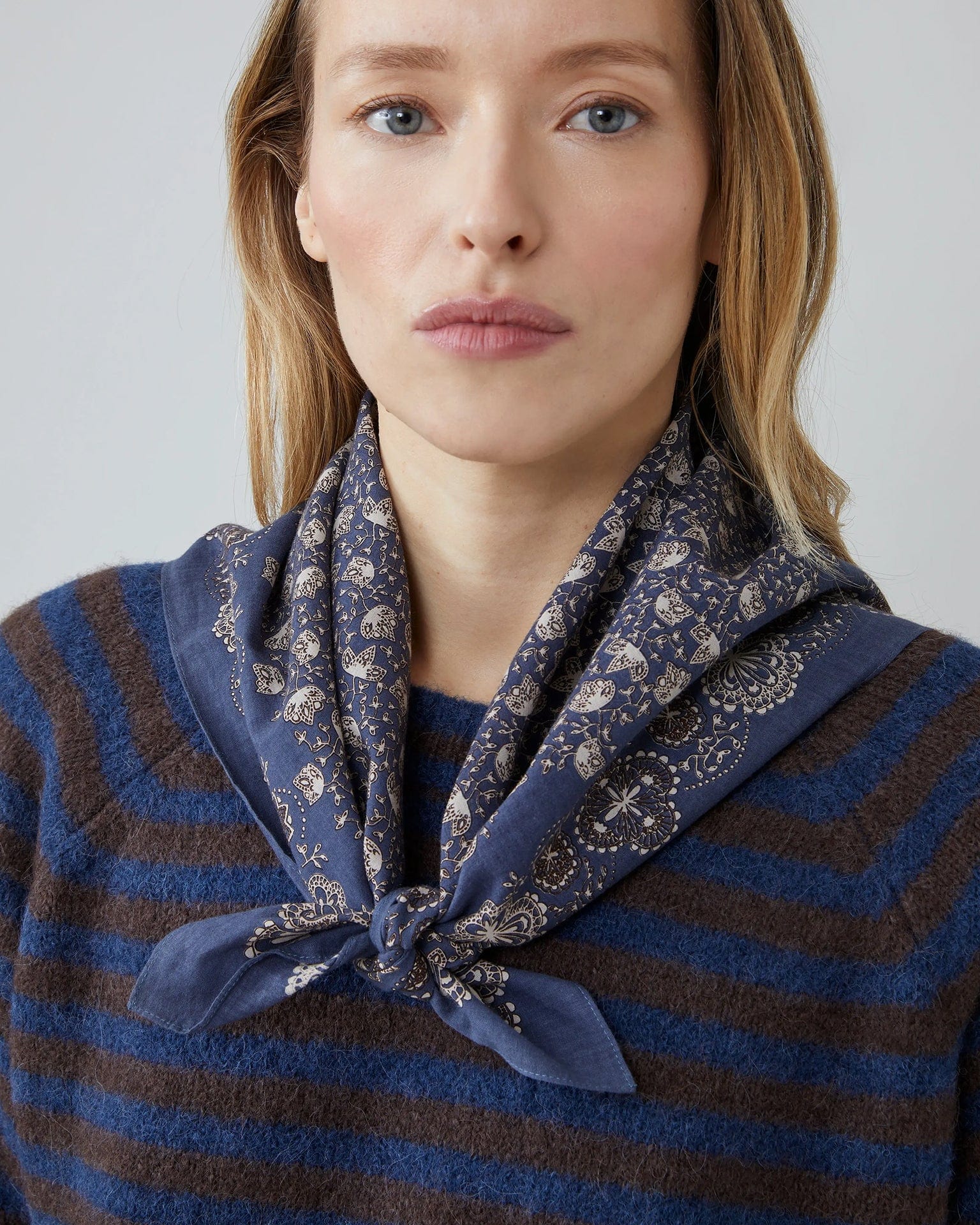 Moismont Accessories Slate Grey Milan Cotton Square Scarf No 675 in Slate Grey