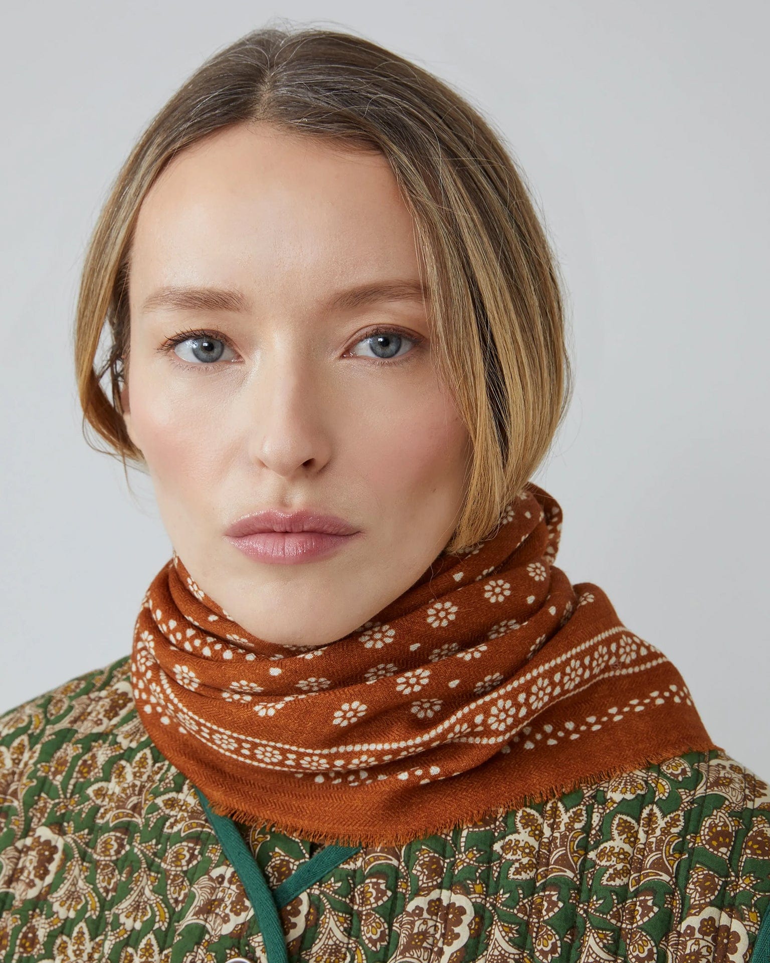 Moismont Accessories Toffee Olaf Wool Square Scarf No 676 in Toffee