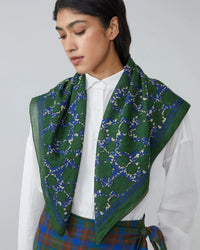 Moismont Accessories British Green Amber Cotton Square Scarf No 680 in British Green