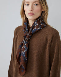 Moismont Accessories Coffee Amber Cotton Square Scarf No 680 in Coffee