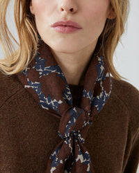 Moismont Accessories Coffee Amber Cotton Square Scarf No 680 in Coffee