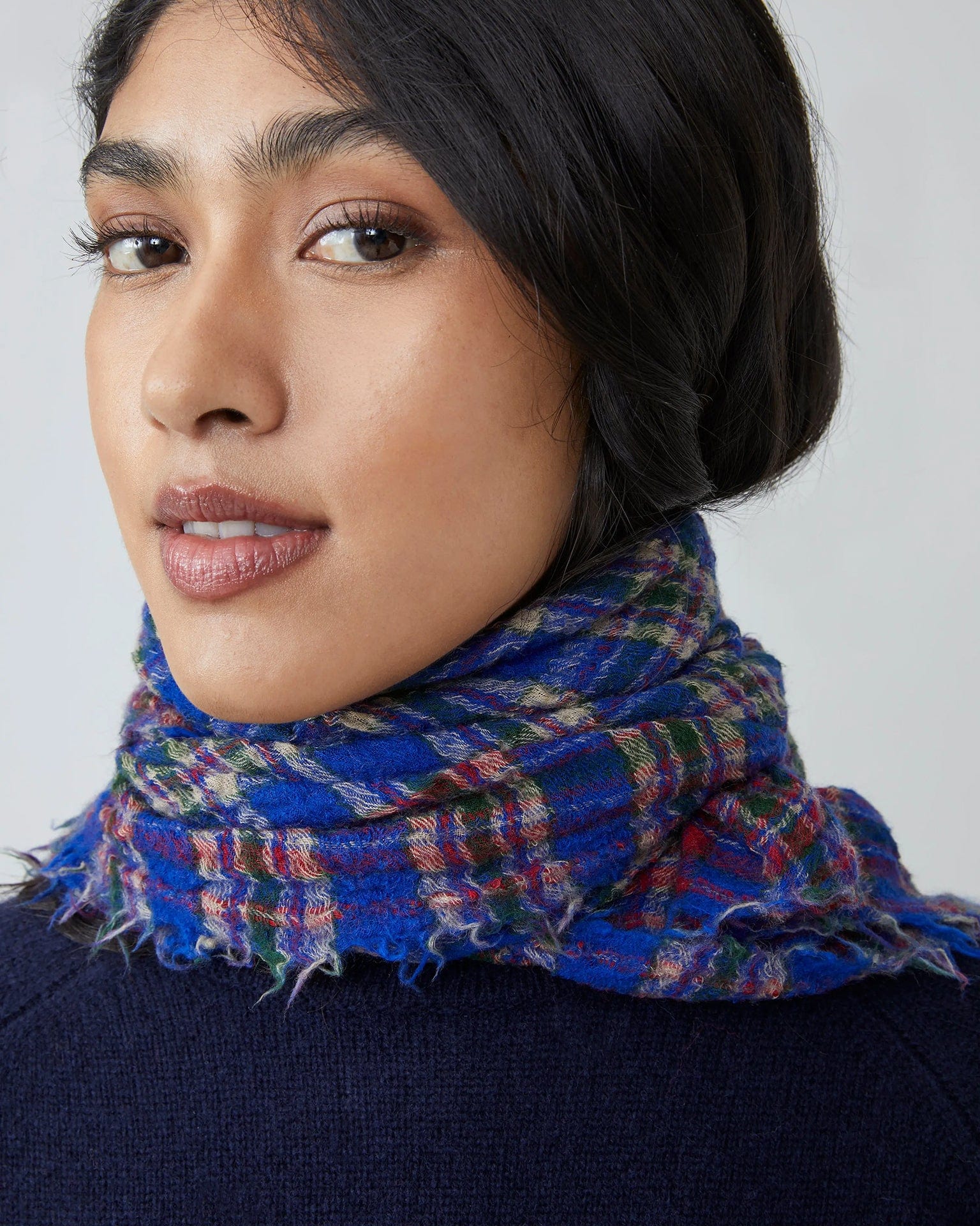 Moismont Accessories Royal Blue Magda Wool Square Scarf No 793 in Royal Blue