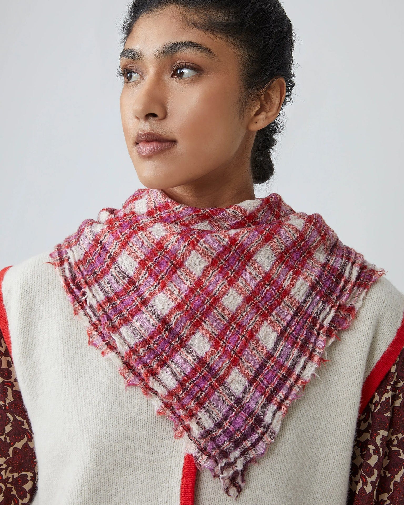 Moismont Accessories Lipstick Magda Wool Square Scarf No 793 in Lipstick