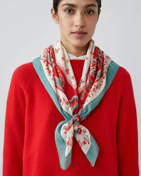 Moismont Accessories Poppy Roseraie Cotton Square Scarf No 796 in Poppy