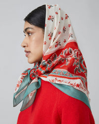 Moismont Accessories Poppy Roseraie Cotton Square Scarf No 796 in Poppy