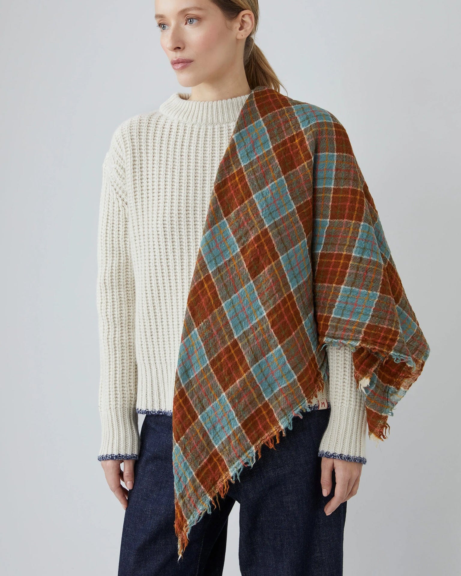 Moismont Accessories Toffee MC Lean Wool Square Scarf No 799 in Toffee