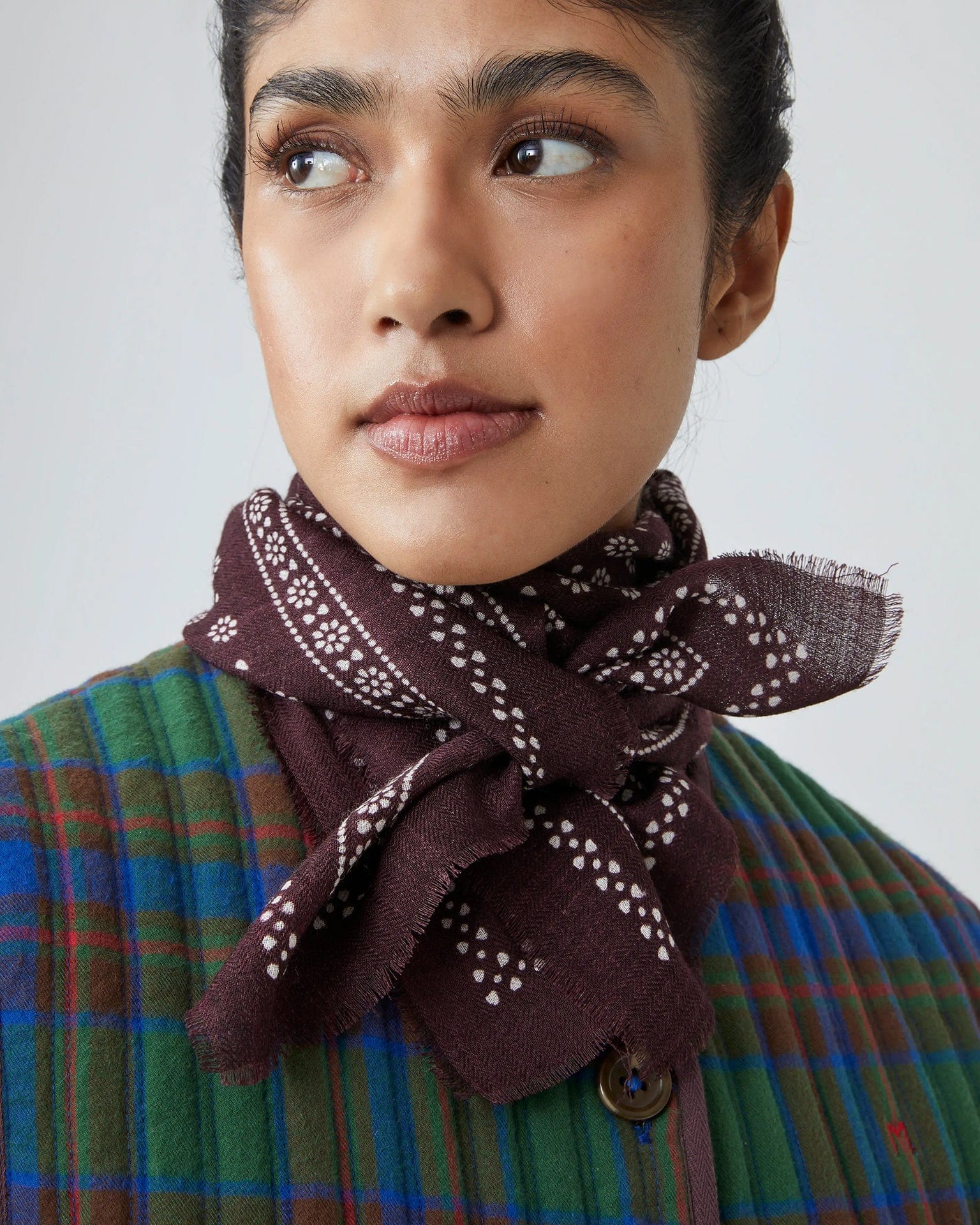 Moismont Accessories Fig Olaf Wool Square Scarf No 676 in Fig