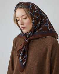 Moismont Accessories Coffee Amber Cotton Square Scarf No 680 in Coffee