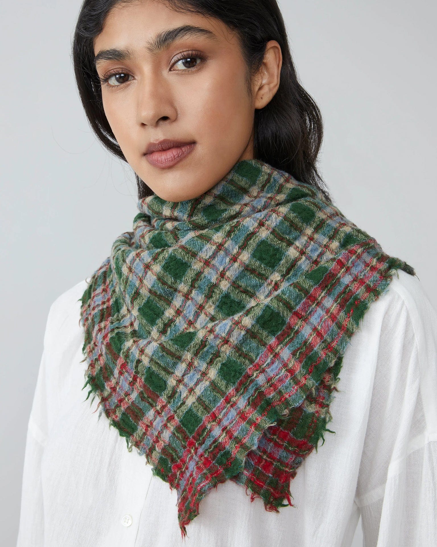 Moismont Accessories British Green Magda Wool Square Scarf No 793 in British Green