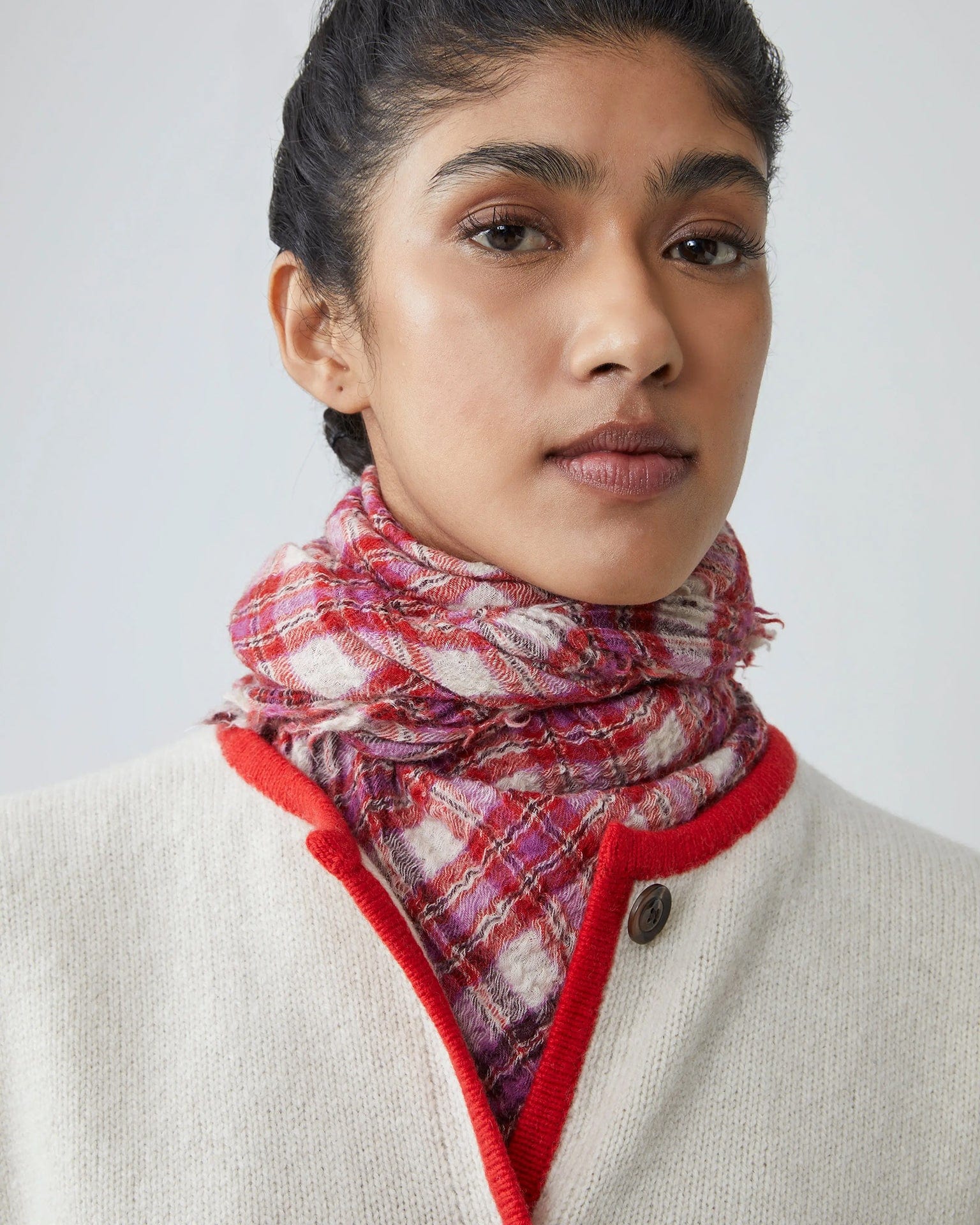 Moismont Accessories Lipstick Magda Wool Square Scarf No 793 in Lipstick