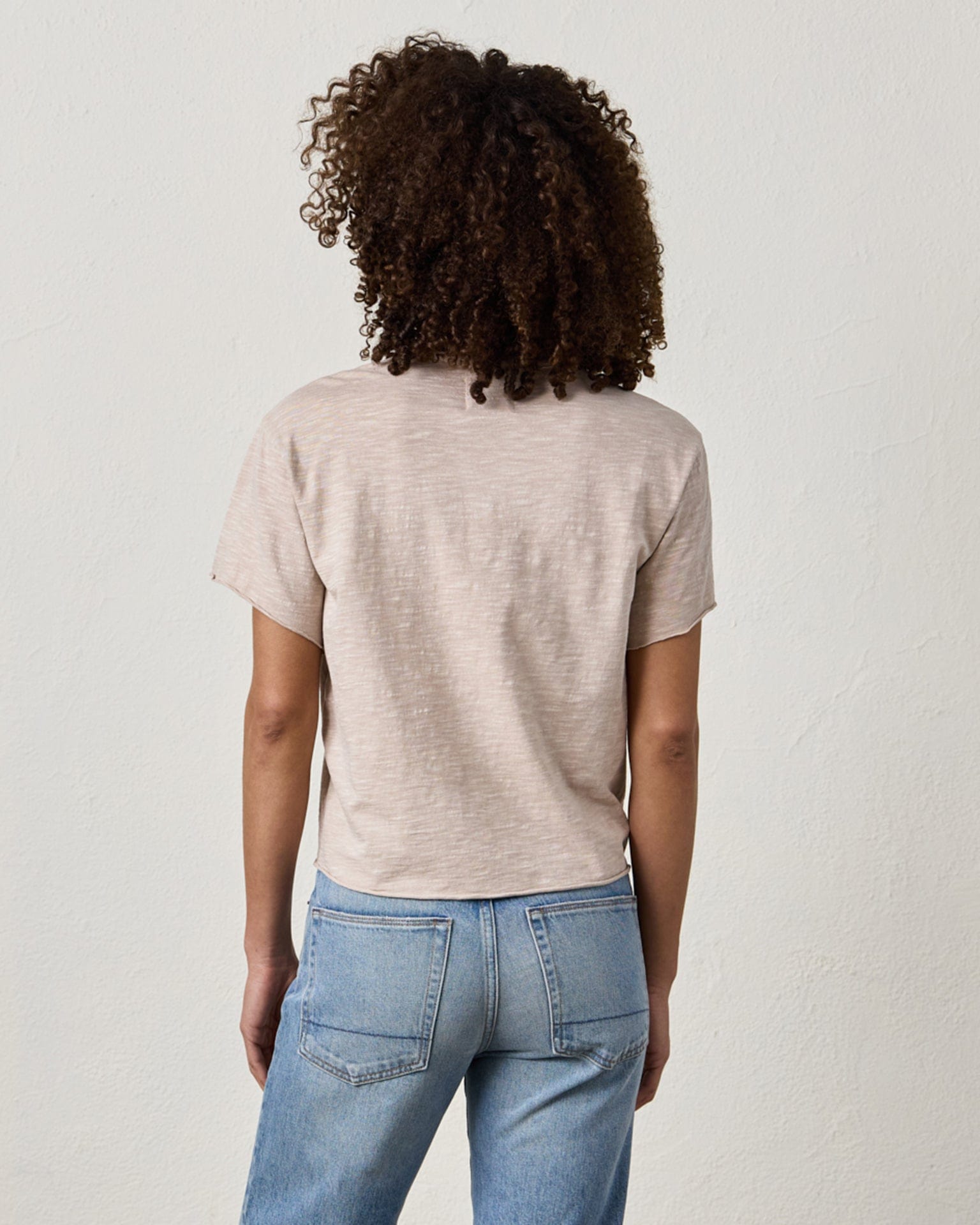 NSF Clothing Harper Boxy Slub Jersey Tee in Faded Taupe