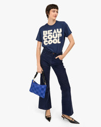 Clare V. Accessories Lagoon Flat Clutch w/ Tabs - Nappa & Suede Checker in Lagoon