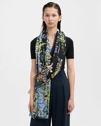 Conical Flowers Scarf in Blue