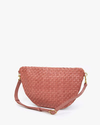 Clare V. Accessories Rose Clay Grande Fanny - Woven Checker in Rose Clay