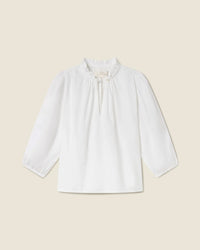 Trovata Birds of Paradis Clothing Orly Blouse in White Cotton Twill