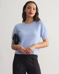Margaret O'Leary Clothing Brushed Cashmere Tee in Riviera