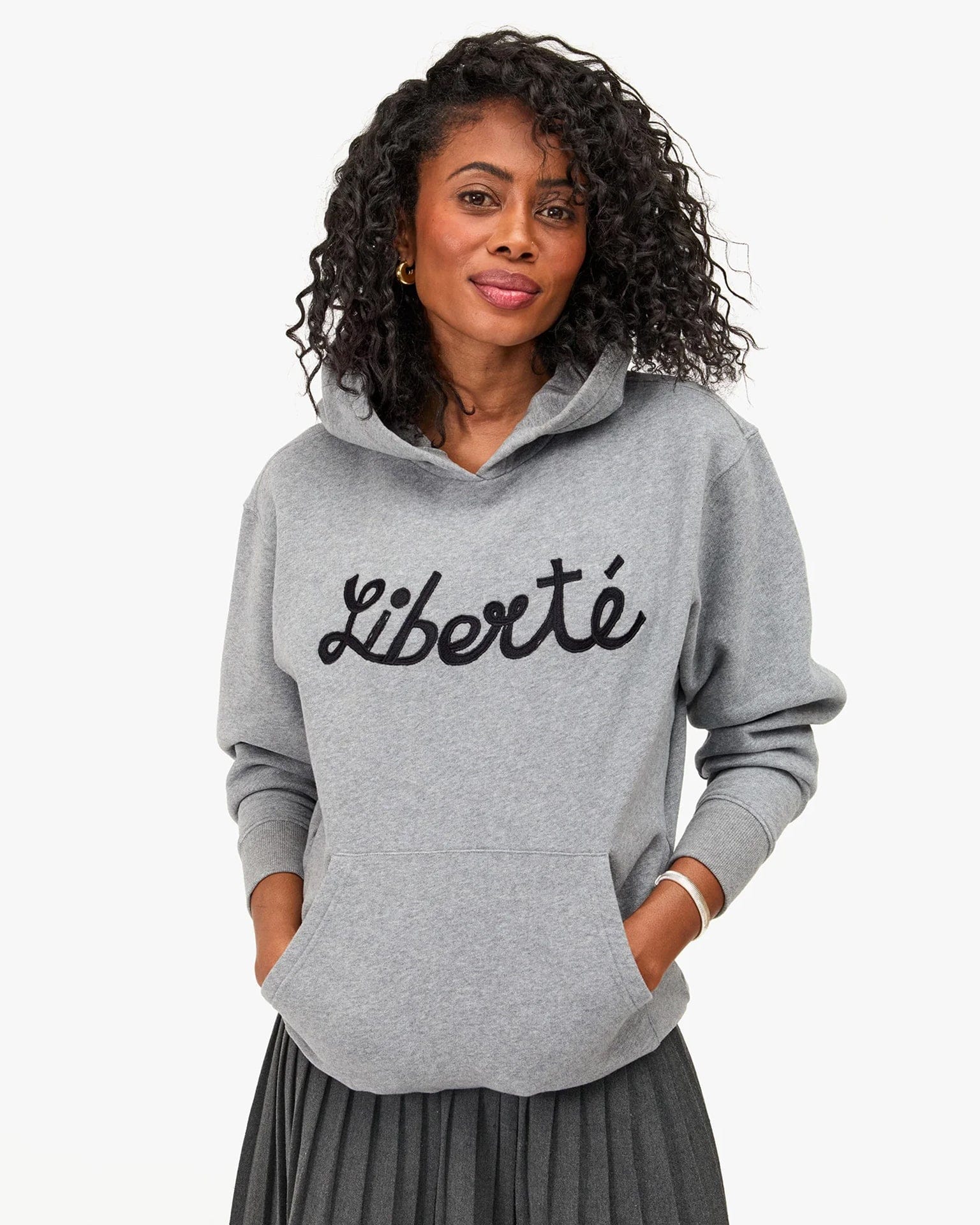 Clare V. Liberte Hoodie in Grey Melange - Bliss Boutiques