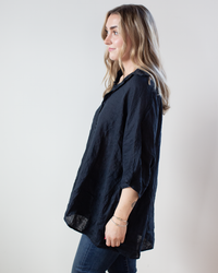 CP Shades Nico Linen S/S Button Up in Ink