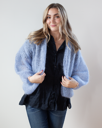 Maiami Light Mohair Bomber Cardigan in Soft Blue