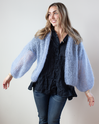 Maiami Light Mohair Bomber Cardigan in Soft Blue