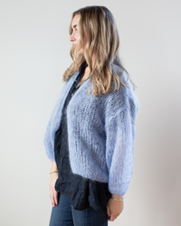 Maiami Light Mohair Bomber Cardigan in Soft Blue