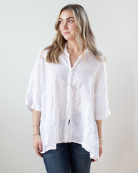 CP Shades Nico Linen S/S Button Up in White