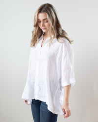 CP Shades Nico Linen S/S Button Up in White