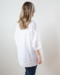 CP Shades Nico Linen S/S Button Up in White