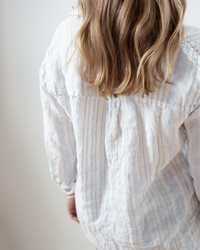 CP Shades Joss Linen Dobby Stripe Blouse in Blue & White