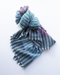 Épice Stripe Wool Scarf in Brick/Teal/Blue