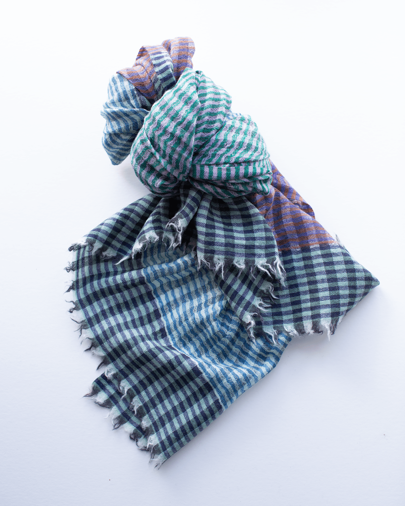 Épice Accessories Brick/Teal/Blue Stripe Wool Scarf in Brick/Teal/Blue