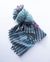 Stripe Wool Scarf in Brick/Teal/Blue - Bliss Boutiques