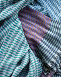 Épice Stripe Wool Scarf in Brick/Teal/Blue