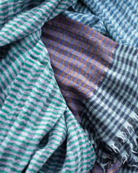 Stripe Wool Scarf in Brick/Teal/Blue - Bliss Boutiques