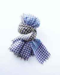 Épice Accessories Purple/Blue Micro Plaid Wool Scarf in Purple/Blue