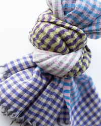 Épice Micro Plaid Wool Scarf in Purple/Blue