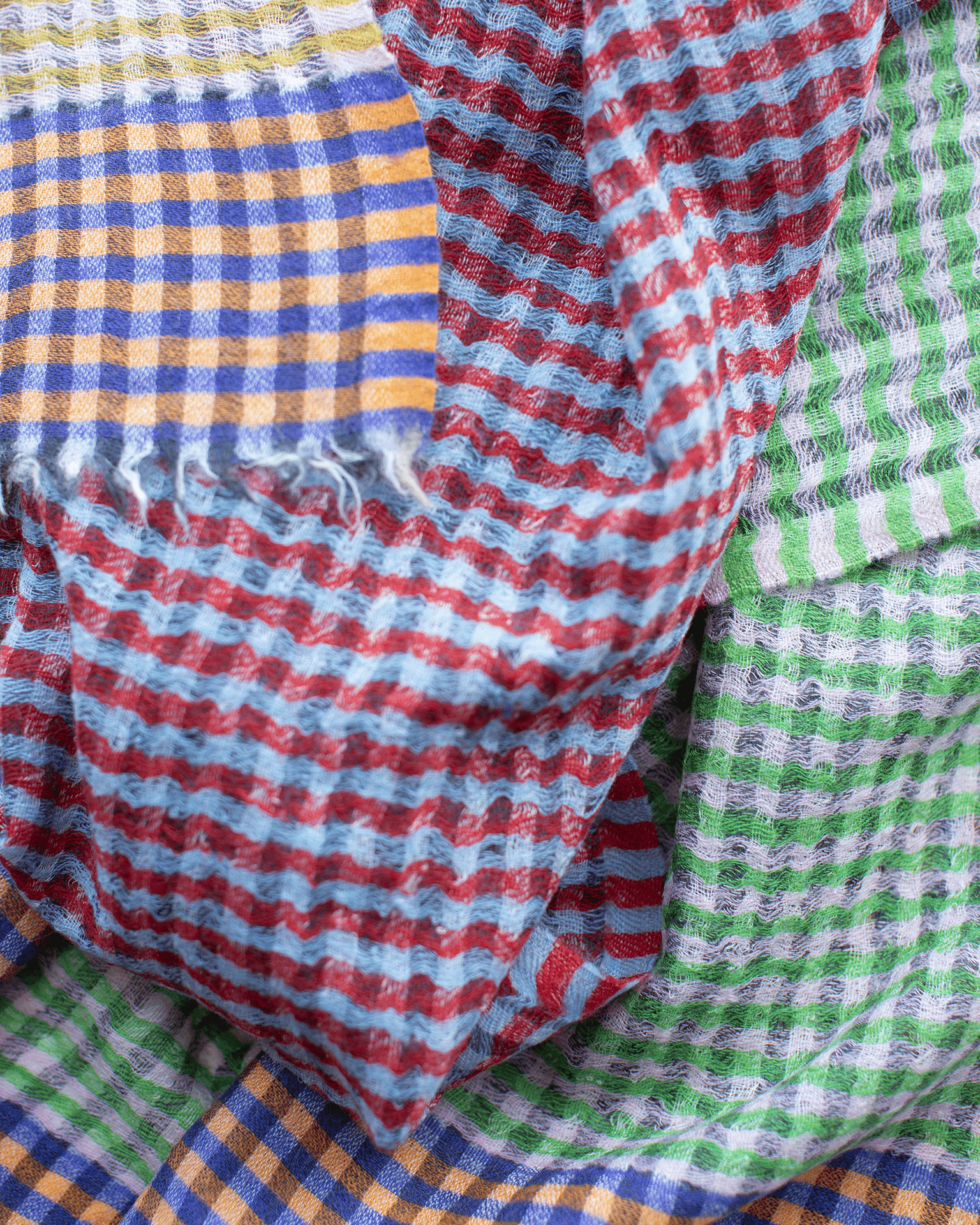 Épice Accessories Green/Caramel Micro Plaid Wool Scarf in Green/Caramel