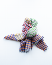 Épice Micro Plaid Wool Scarf in Green/Caramel