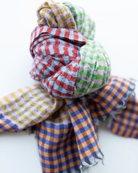 Épice Micro Plaid Wool Scarf in Green/Caramel