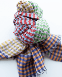 Épice Accessories Green/Caramel Micro Plaid Wool Scarf in Green/Caramel