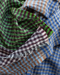 Épice Micro Plaid Wool Scarf in Blue/Green