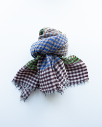Épice Micro Plaid Wool Scarf in Blue/Green