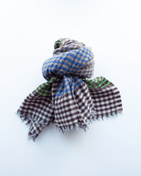 Épice Accessories Blue/Green Micro Plaid Wool Scarf in Blue/Green