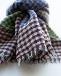 Épice Micro Plaid Wool Scarf in Blue/Green