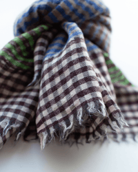 Épice Accessories Blue/Green Micro Plaid Wool Scarf in Blue/Green