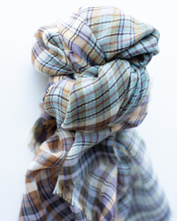 Épice Plaid Wool Scarf in Charcoal