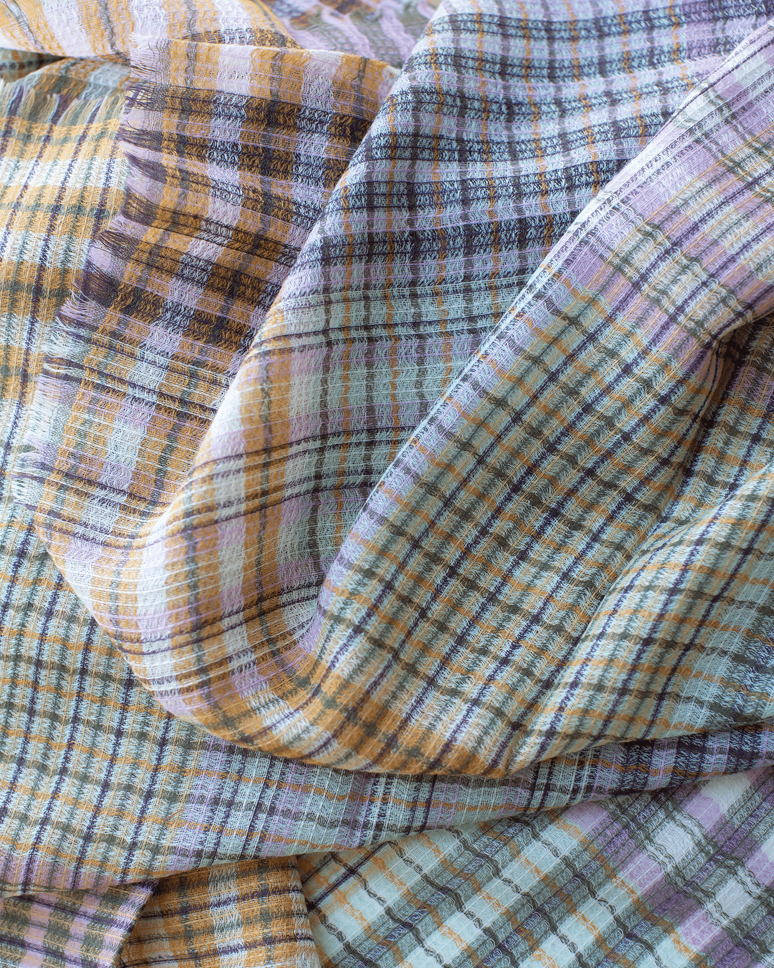 Épice Accessories Gold Plaid Wool Large Bandana in Gold