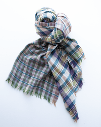 Cross Plaid Wool Scarf in Heather - Bliss Boutiques